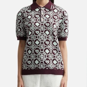 Monogram Cotton Knit Polo Shirt