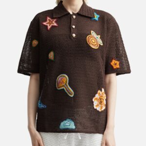 Motif Crochet Polo Shirt