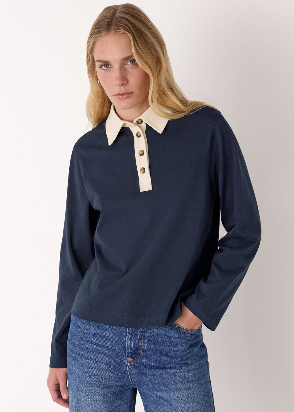 Navy Contrast Collar Polo Shirt