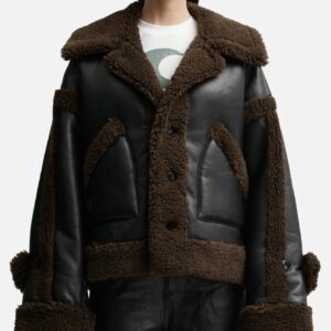 PANELED SHEARLING JACKET