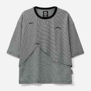 Paneled Stripe Cropped T-Shirt