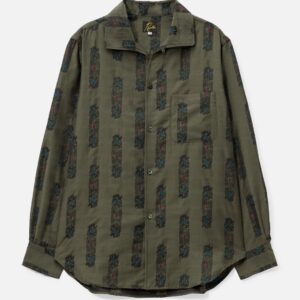 Pin-Tuck Collar Shirt – Abstract Jacquard