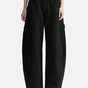 Prestyled Mid Rise Oversized Jean with Logo Elastic