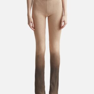 Printed Ribbed Knit Flare Pants