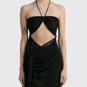 Ribbed Knit Cut-Out Mini Dress