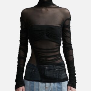 Ruched Mesh Top