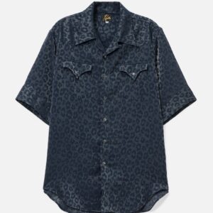 Short Sleeves Western Shirt – Rayon Leopard Jacquard