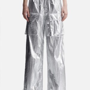 Silver Tyvek Wide-Leg Trousers