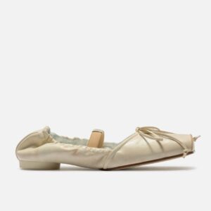 Square-Toe Leather Ballerina Shoes