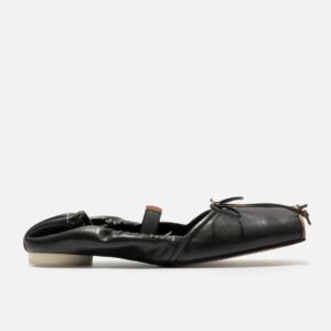 Square-Toe Leather Ballerina Shoes