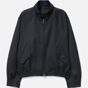 Striped Wool Blend Harrington Jacket