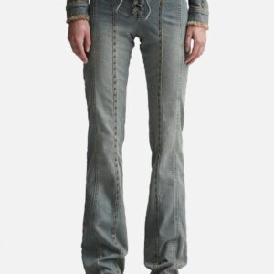 Sunset Wash Lara Laced Denim Studded Trousers