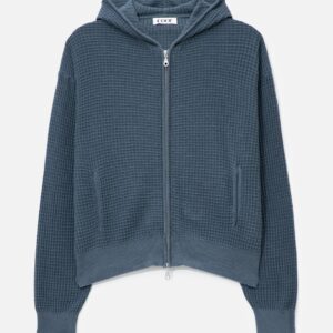 Waffle Cotton Color Dyed Hoodie Zip-up