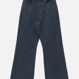 Washed Cotton Twill Loose Flared Jeans
