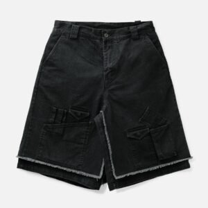 Washed Layered Cargo Skirt Shorts