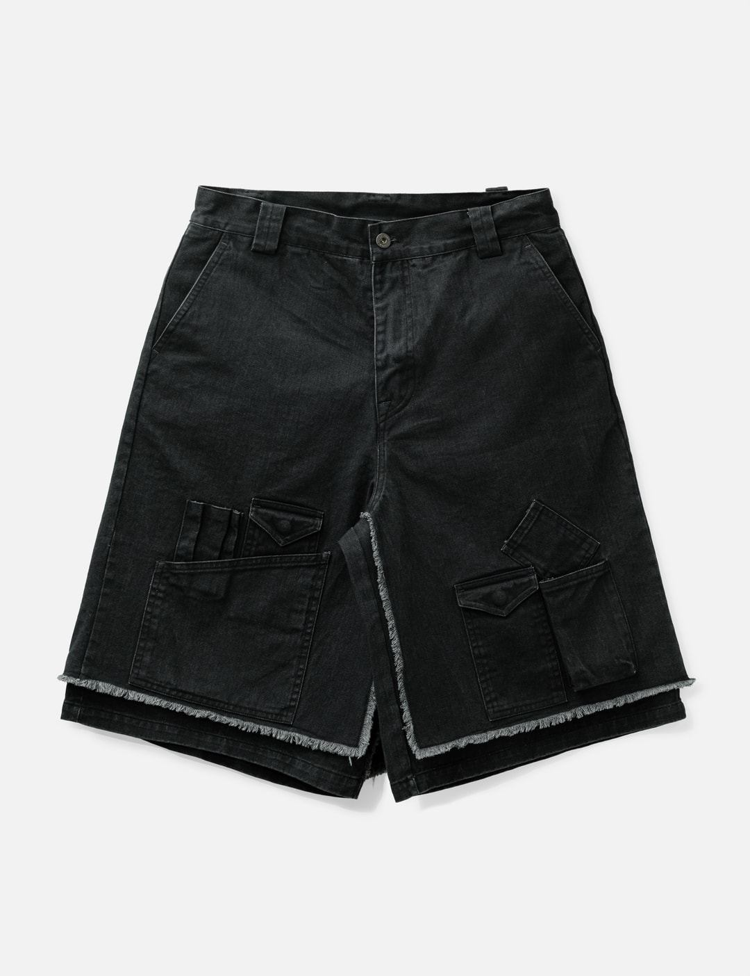 Washed Layered Cargo Skirt Shorts