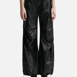 WET LEATHER CARGO PANTS
