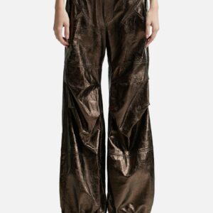 WET LEATHER CARGO PANTS