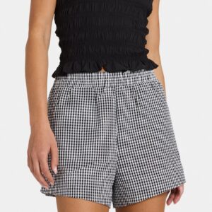 Womens Carnival Check Elastic Waist Shorts