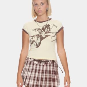 Womens Cherub Cap Sleeve Ringer T-Shirt