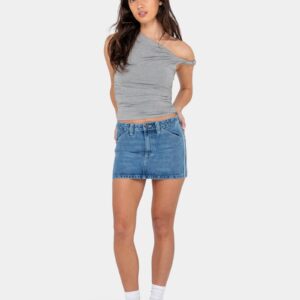Womens Flip Mommy Low RIse Mini Denim Skirt