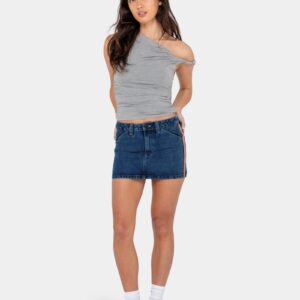 Womens Flip Mommy Low Rise Mini Denim Skirt