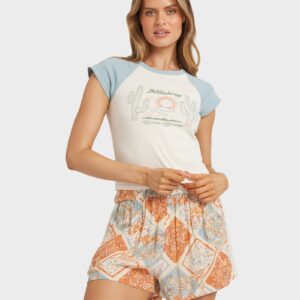 Womens Forever Folk Elastic Waist Shorts