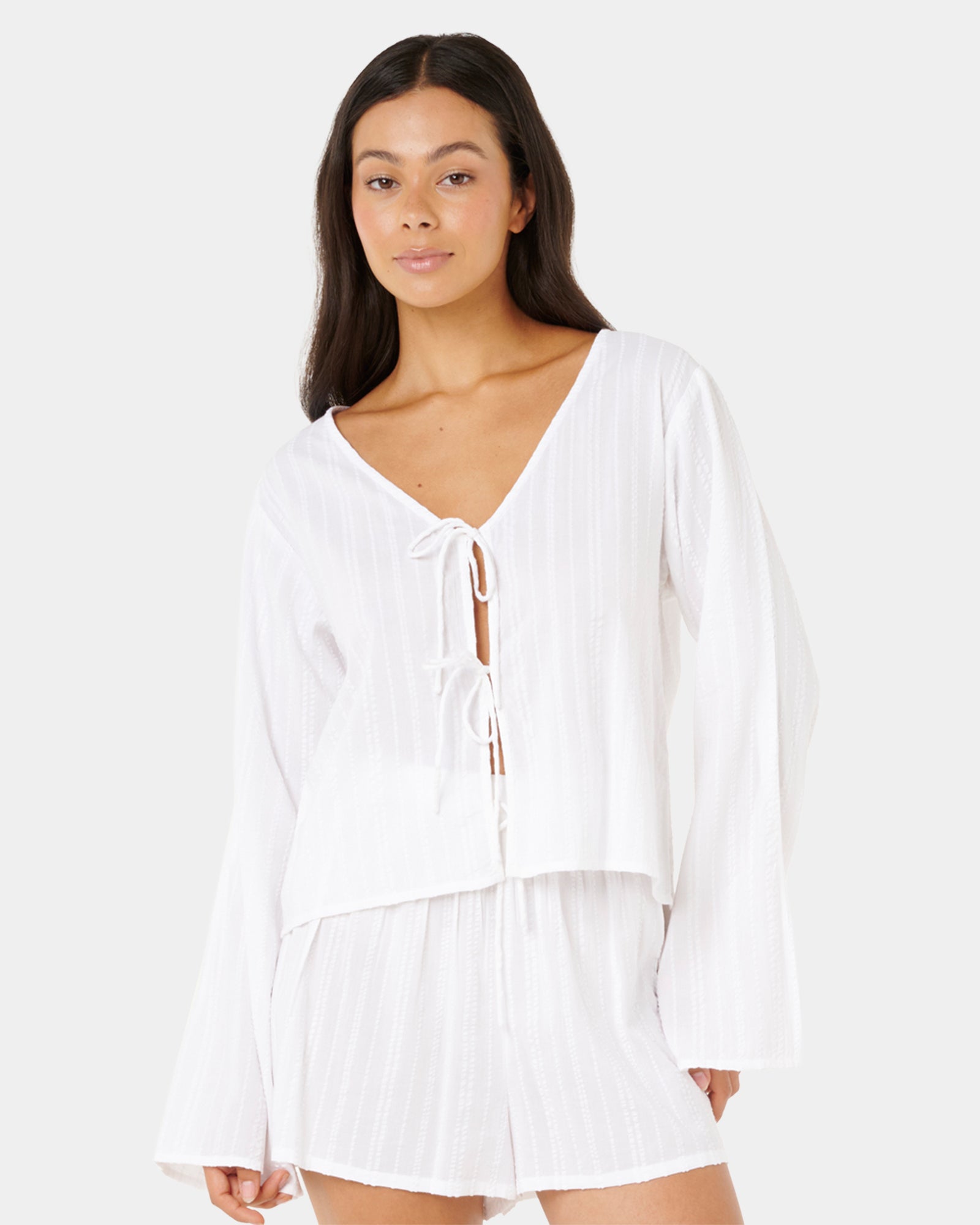 Womens Haze Tie Front Long Sleeve Shirt