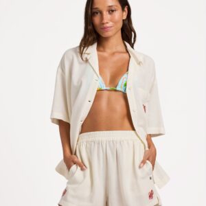 Womens Hibiscus Elastic Waist Shorts