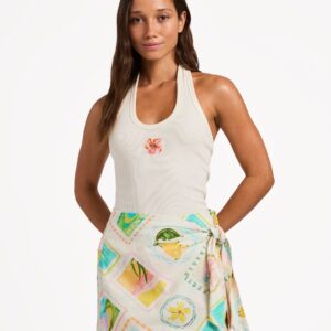 Womens Hibiscus Halter Tank Top