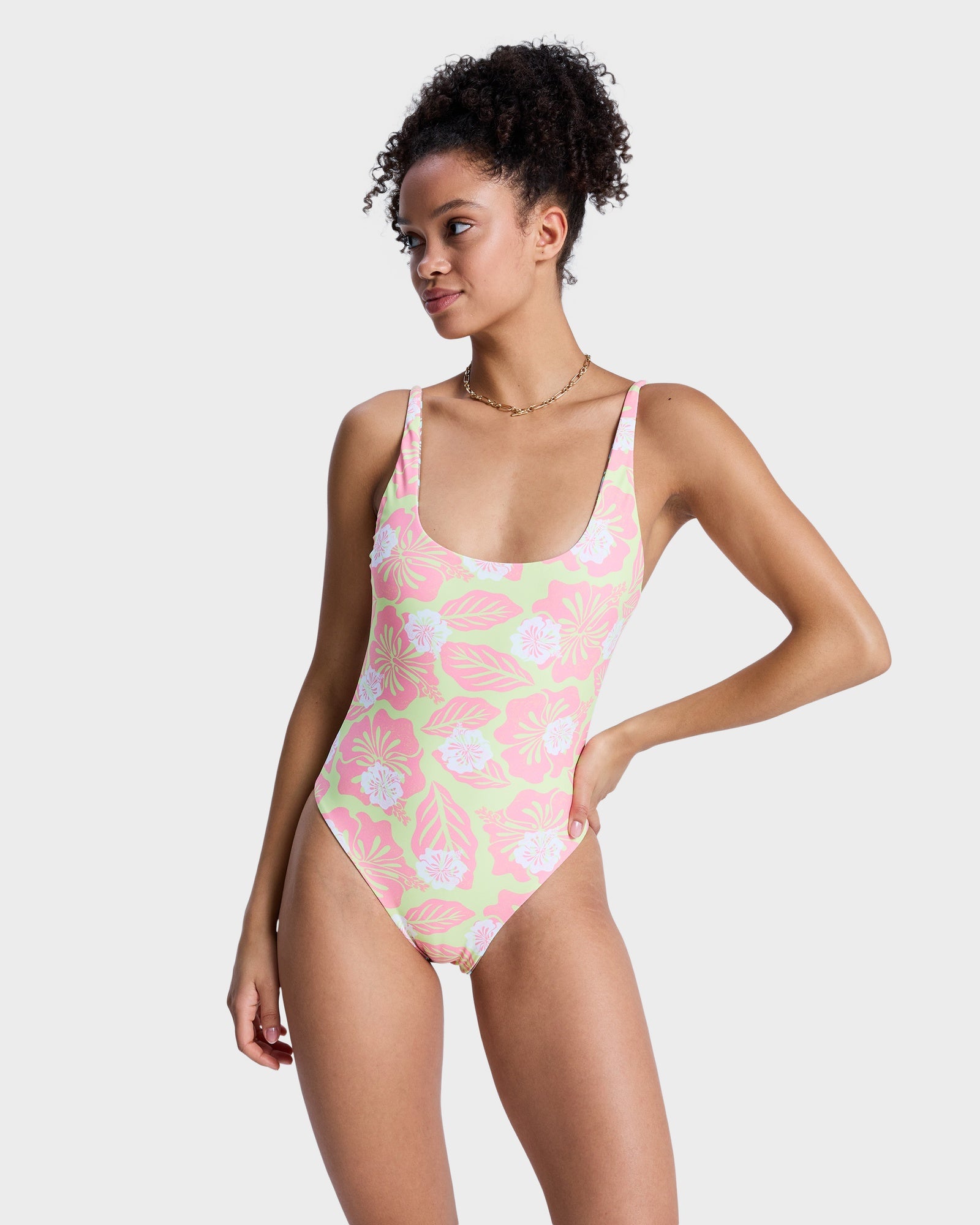 Womens Hibiscus Hype Reversible One Piece Swimsuit