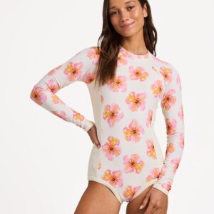 Womens Hibiscus Long Sleeve One Piece
