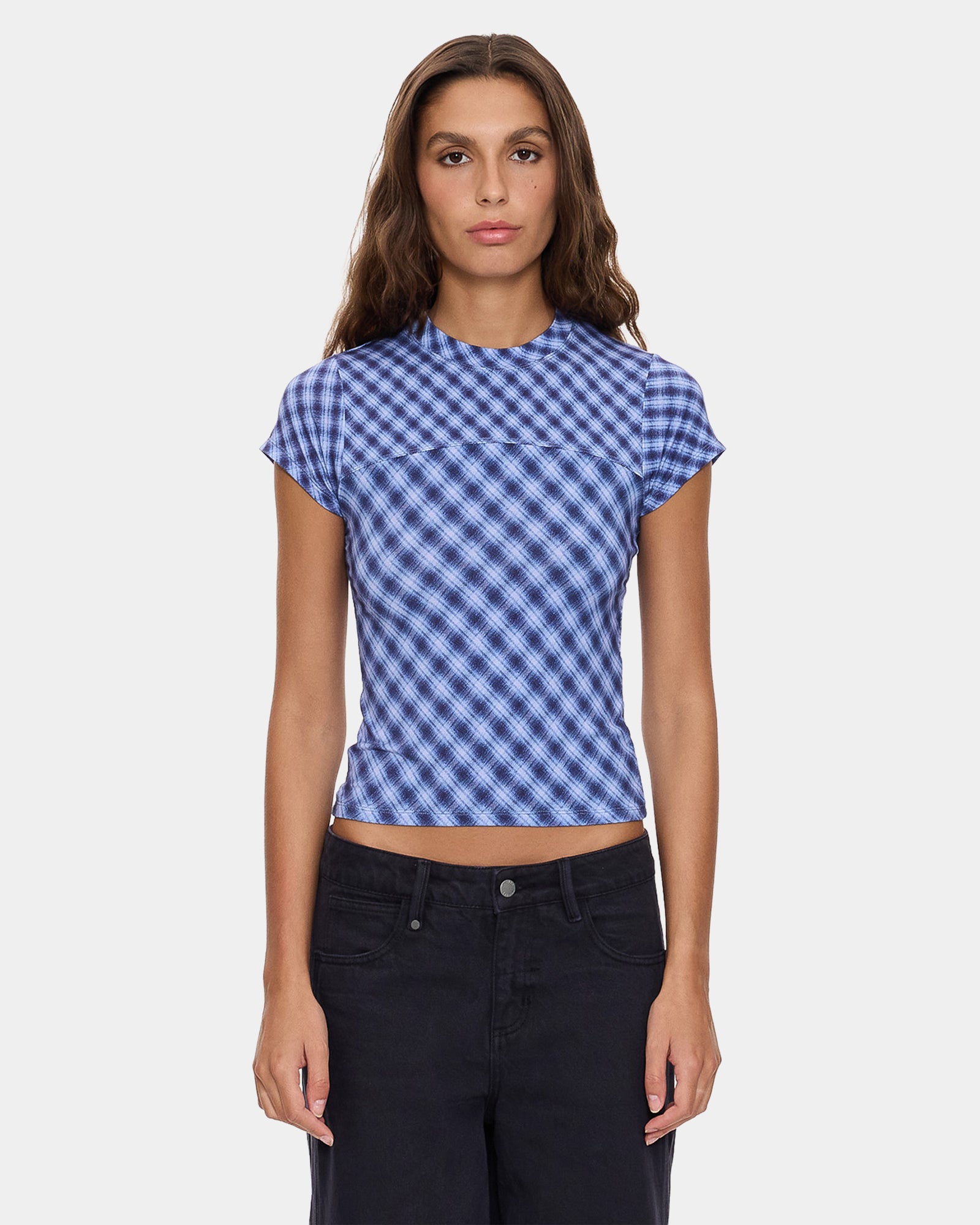 Womens High Speed Check Panelled Club T-Shirt