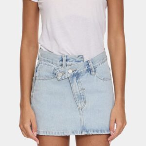 Womens Kai Wrap Mid Rise Mini Denim Skirt Womens Kai Wrap Mid Rise Mini Denim Skirt
