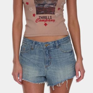 Womens Lola Low Rise Baggy Denim Shorts