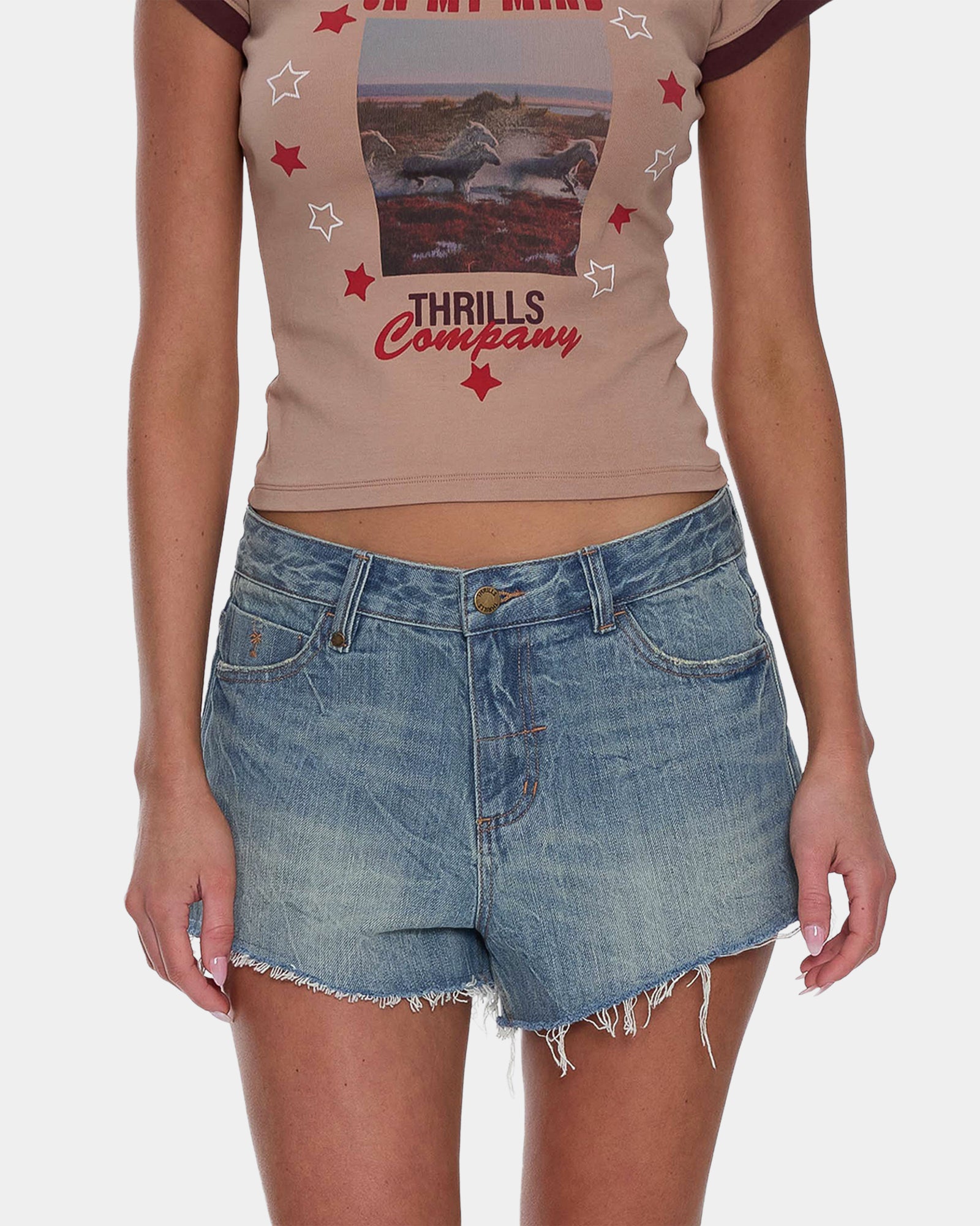 Womens Lola Low Rise Baggy Denim Shorts