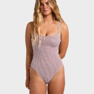 Womens Mini Wave Check One Piece Swimsuit