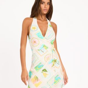 Womens Postcards Wrap Dress