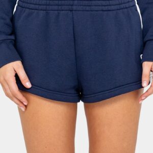 Womens Retro Lines Mini Fleece Elastic Waist Shorts