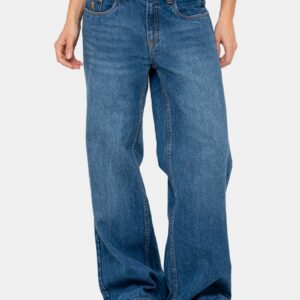 Womens Rip In Wendy Wide Low Rise Denim Jeans