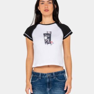 Womens Roll Out Raglan Cap Sleeve Baby T-Shirt