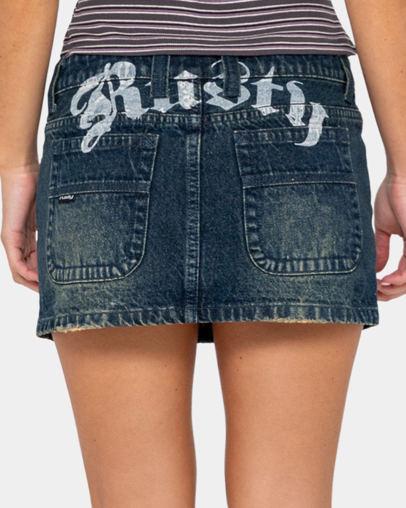 Womens Roxanne Low Rise Denim Skirt