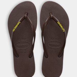 Womens Slim Rubber Logo Thongs