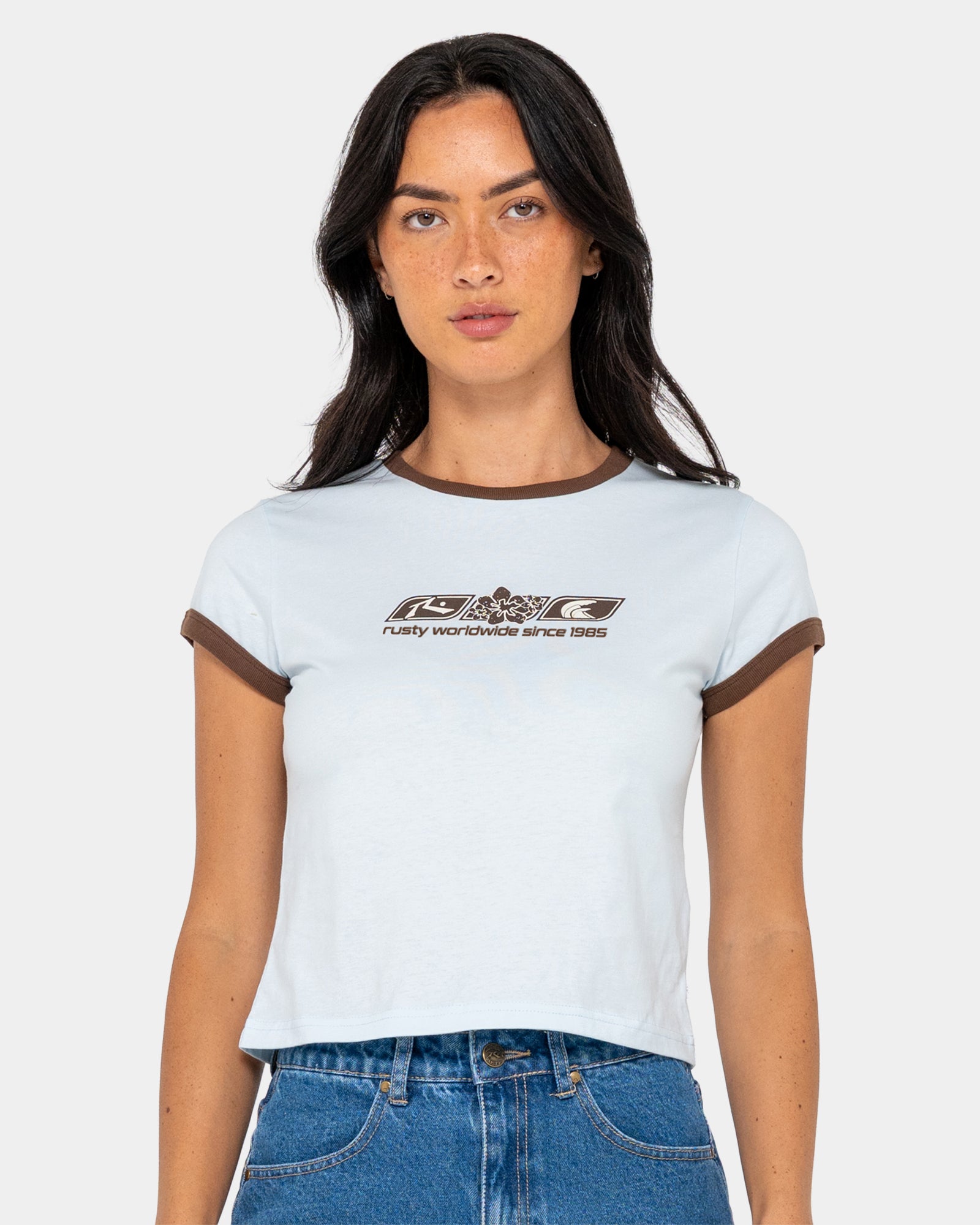 Womens Snapper Contrast Ringer Mini T-Shirt