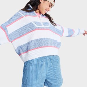 Womens Stay Wavy Mid Denim Shorts