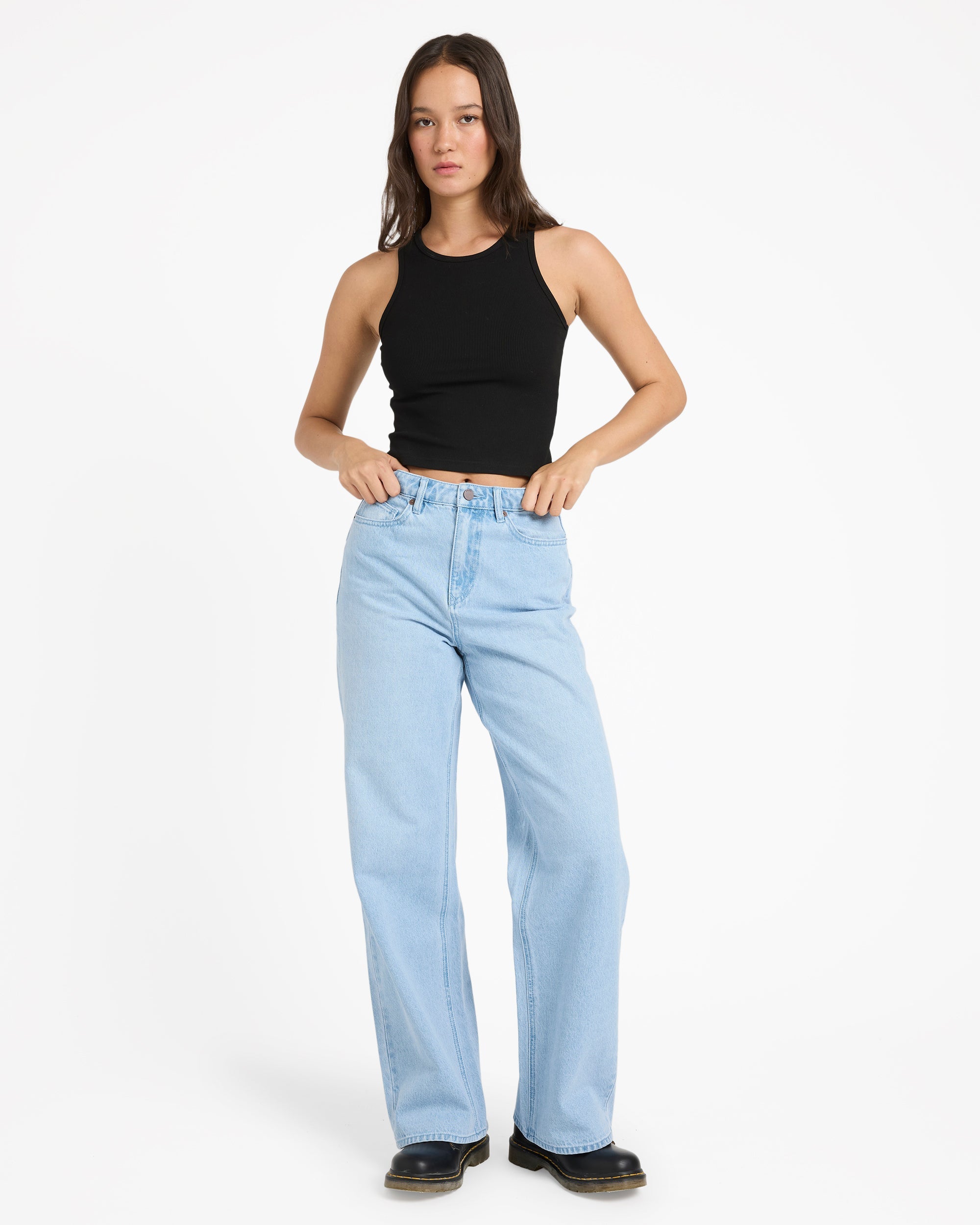 Womens Stoned BF High Rise Denim Jeans