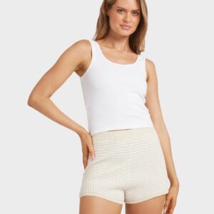 Womens Sun Bubble Striped Elastic Waist Shorts