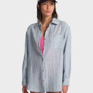 Womens Wanderer Printed Long Sleeve Button-down Shirt