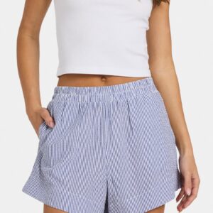 Womens Wilderness Stripe Elastic Waist Shorts